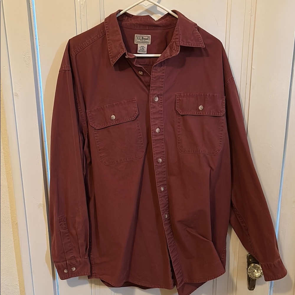 L.L. Bean Men's Casual Button Down Shirt - Burgundy